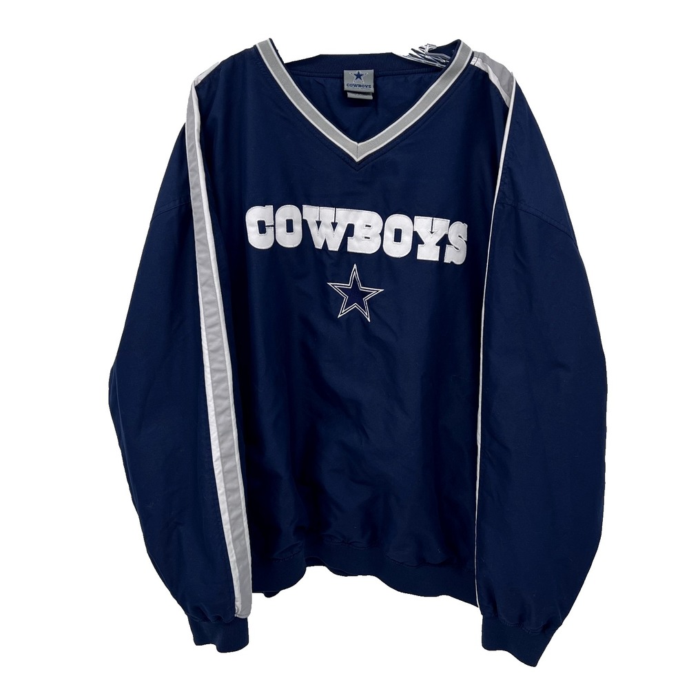 COWBOYS AUTHENTIC APPAREL Men's 2XL Vintage Navy DALLAS V-Neck Pullover Jacket